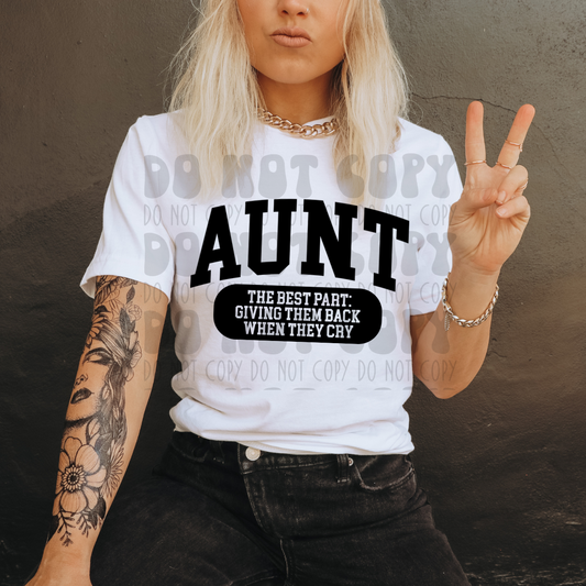 VARSITY AUNT - THE BEST PART BLACK - DTF TRANSFER