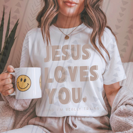 JESUS LOVES YOU BROWN - DTF TRANSFER