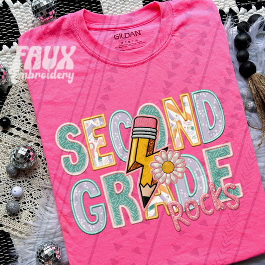 SECOND GRADE FAUX EMBROIDERY GIRL - DTF TRANSFER