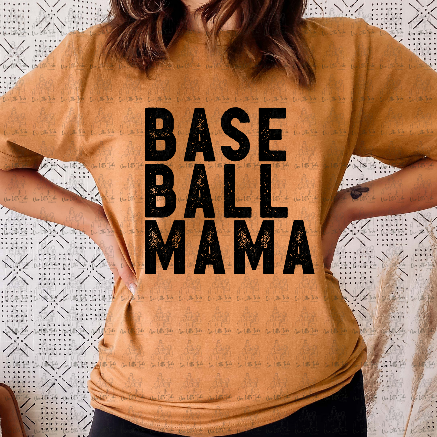 BASEBALL MAMA DISTRESSED - BLACK - DTF TRANSFER