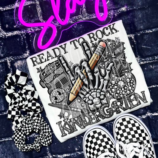 READY TO ROCK KINDERGARTEN RHINESTONES - DTF TRANSFER