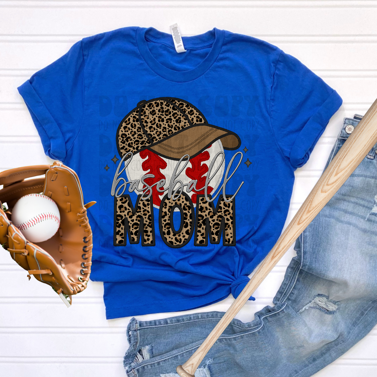 BASEBALL MOM HAT FAUX EMBROIDERY - DTF TRANSFER