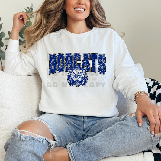 BOBCATS VARSITY MASCOT HEAD DISTRESSED - DTF TRANSFER