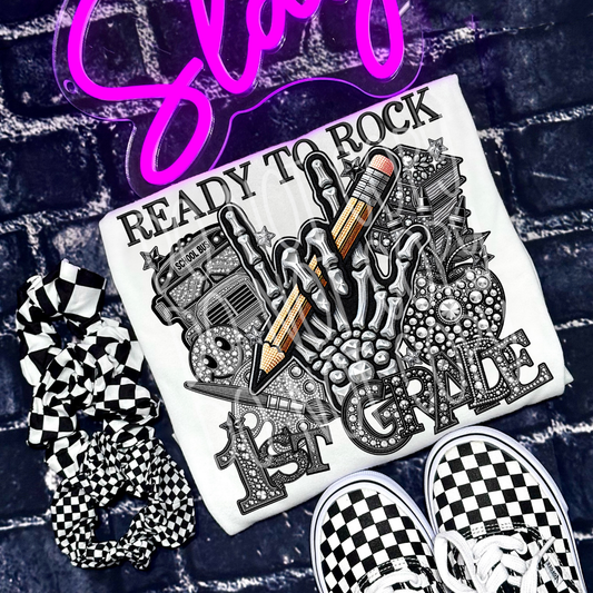 READY TO ROCK FIRST GRADE RHINESTONES - DTF TRANSFER