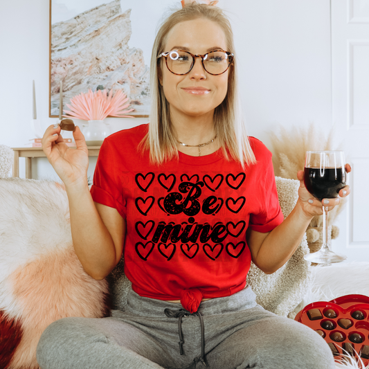 BE MINE STACKED HEARTS - DTF TRANSFER