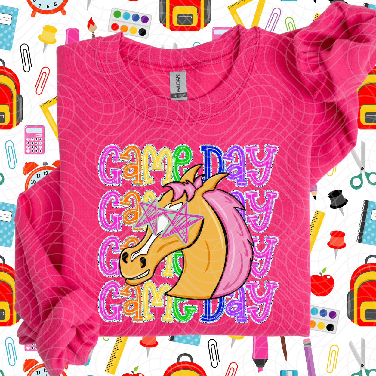 GAME DAY PREPPY HORSE HEAD - DTF TRANSFER