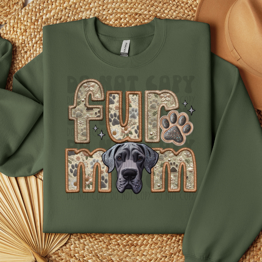 GREAT DANE, GREY - FAUX EMBROIDERY - DTF TRANSFER