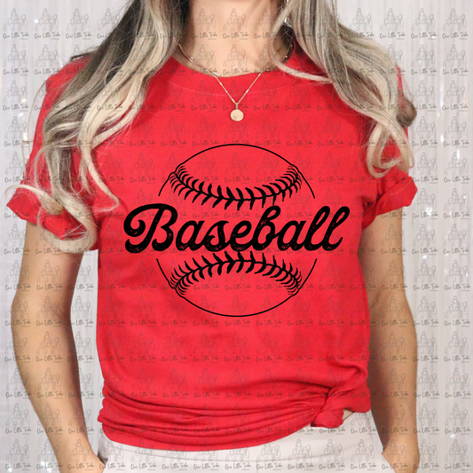 BASEBALL SCRIPT DISTRESSED - BLACK - DTF TRANSFER