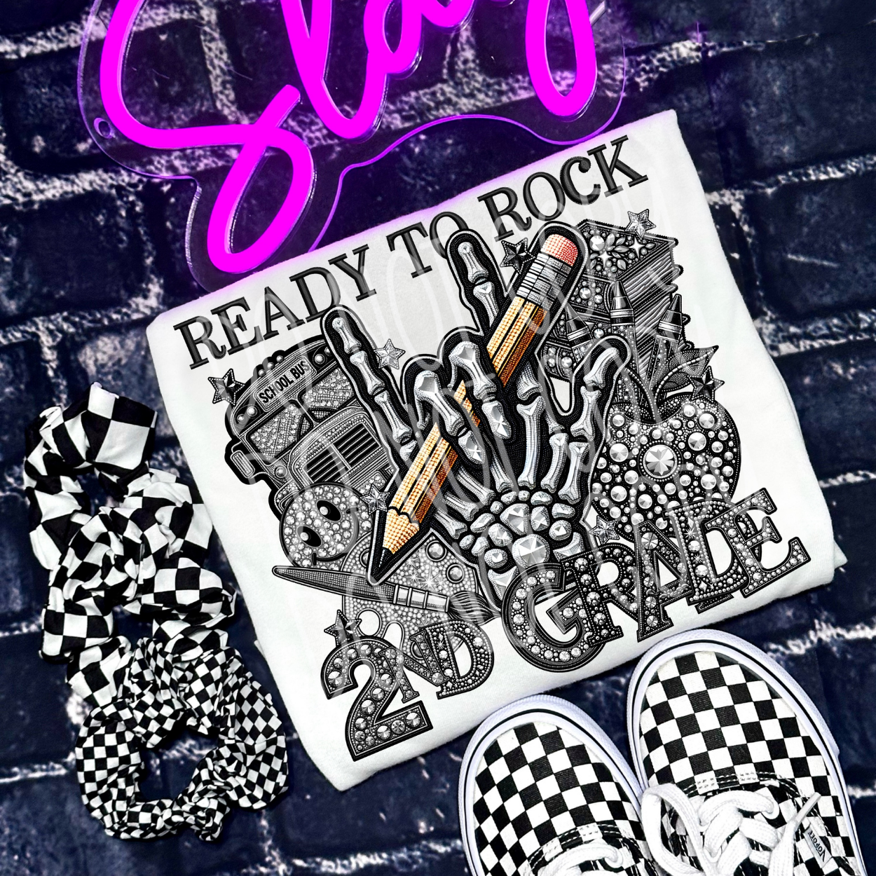 READY TO ROCK SECOND GRADE RHINESTONES - DTF TRANSFER