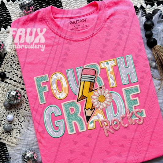FOURTH GRADE FAUX EMBROIDERY GIRL - DTF TRANSFER