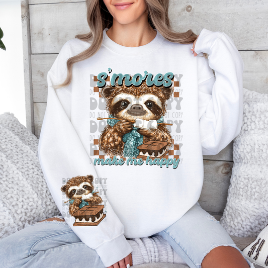 SMORES MAKE ME HAPPY W/ SLEEVE - DTF TRANSFER
