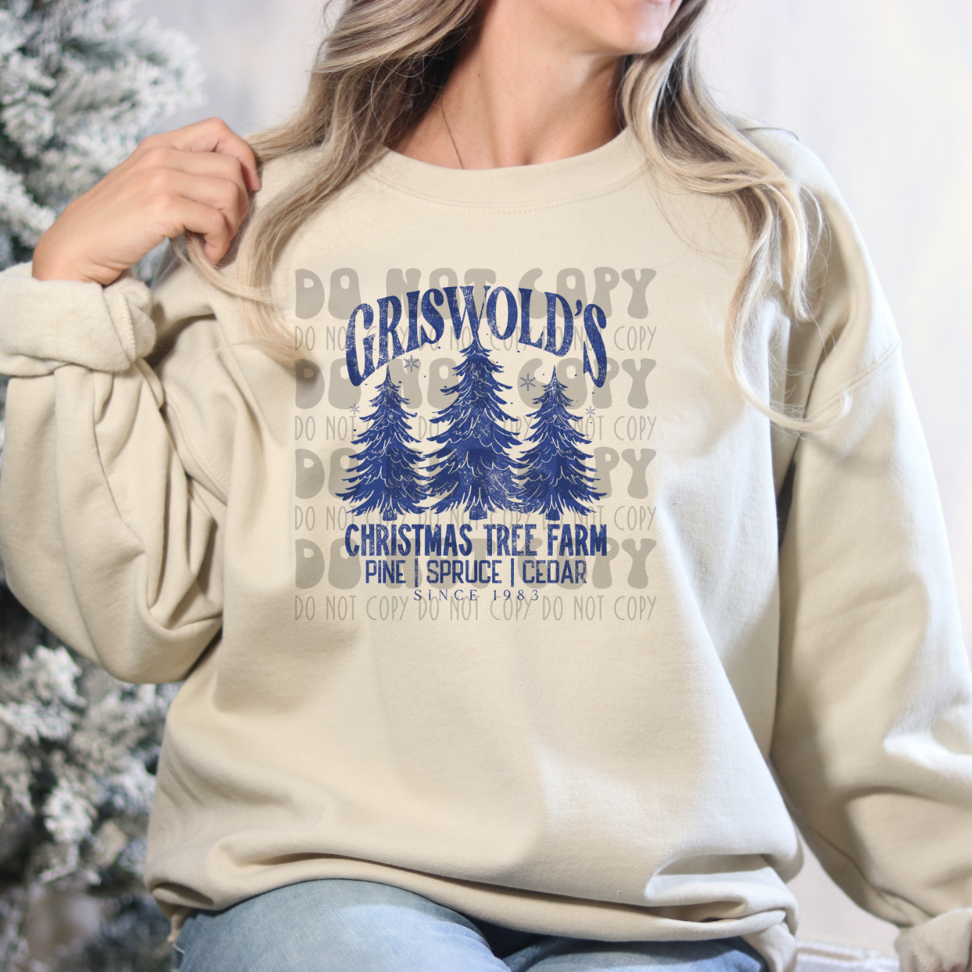 TREE FARM NAVY - DISTRESSED - DTF TRANSFER