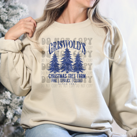 TREE FARM NAVY - DISTRESSED - DTF TRANSFER