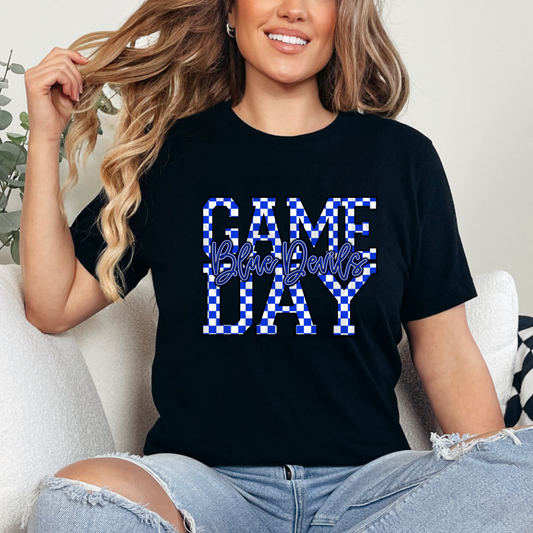GAME DAY BLUE DEVILS CHECKERED - DTF TRANSFER