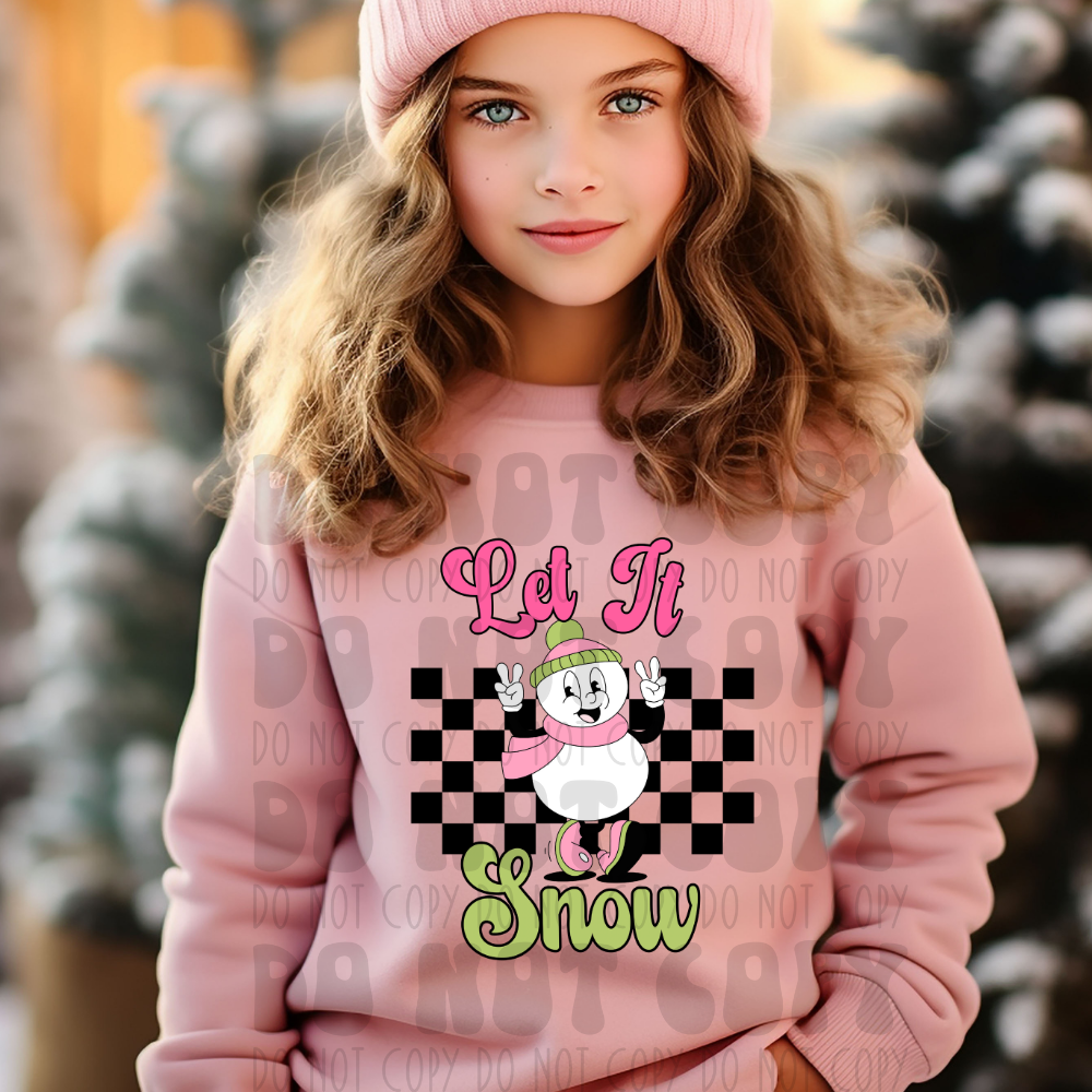 LET IT SNOW - PINK/GREEN - DTF TRANSFER