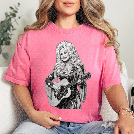 DOLLY PLAYING GUITAR - DTF TRANSFER