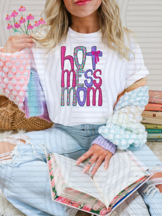 FLORAL HOT MESS MOM - DTF TRANSFER