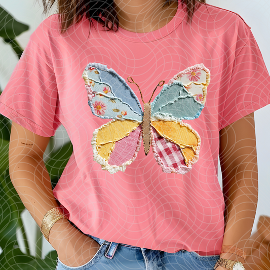 PATCHWORK SPRING BUTTERFLY - DTF TRANSFER