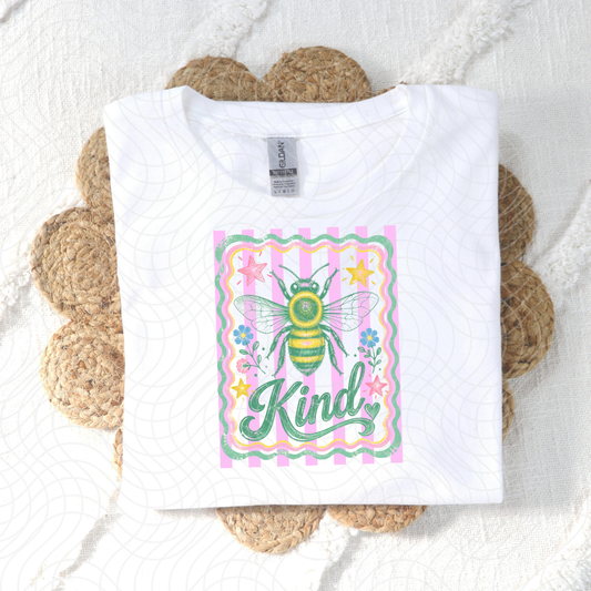 BEE KIND PINK STRIPE WAVE - DTF TRANSFER