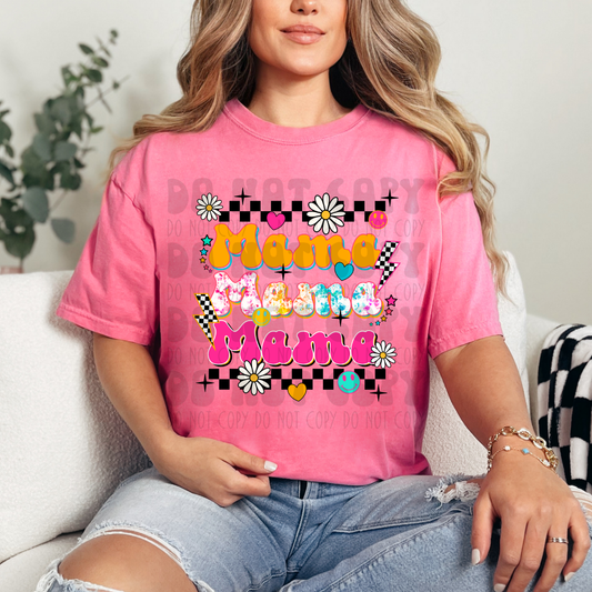 MAMA STACKED FLOWERS - DTF TRANSFER
