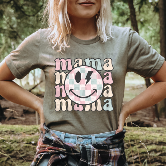 MAMA SMILEY BLUE/PINK - DTF TRANSFER