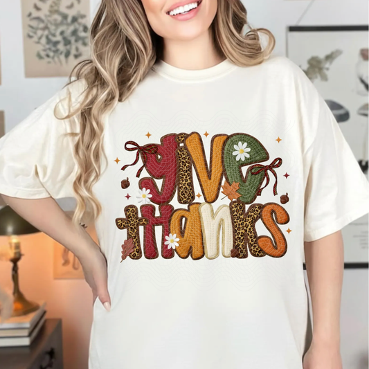 GIVE THANKS FAUX YARN - DTF TRANSFER