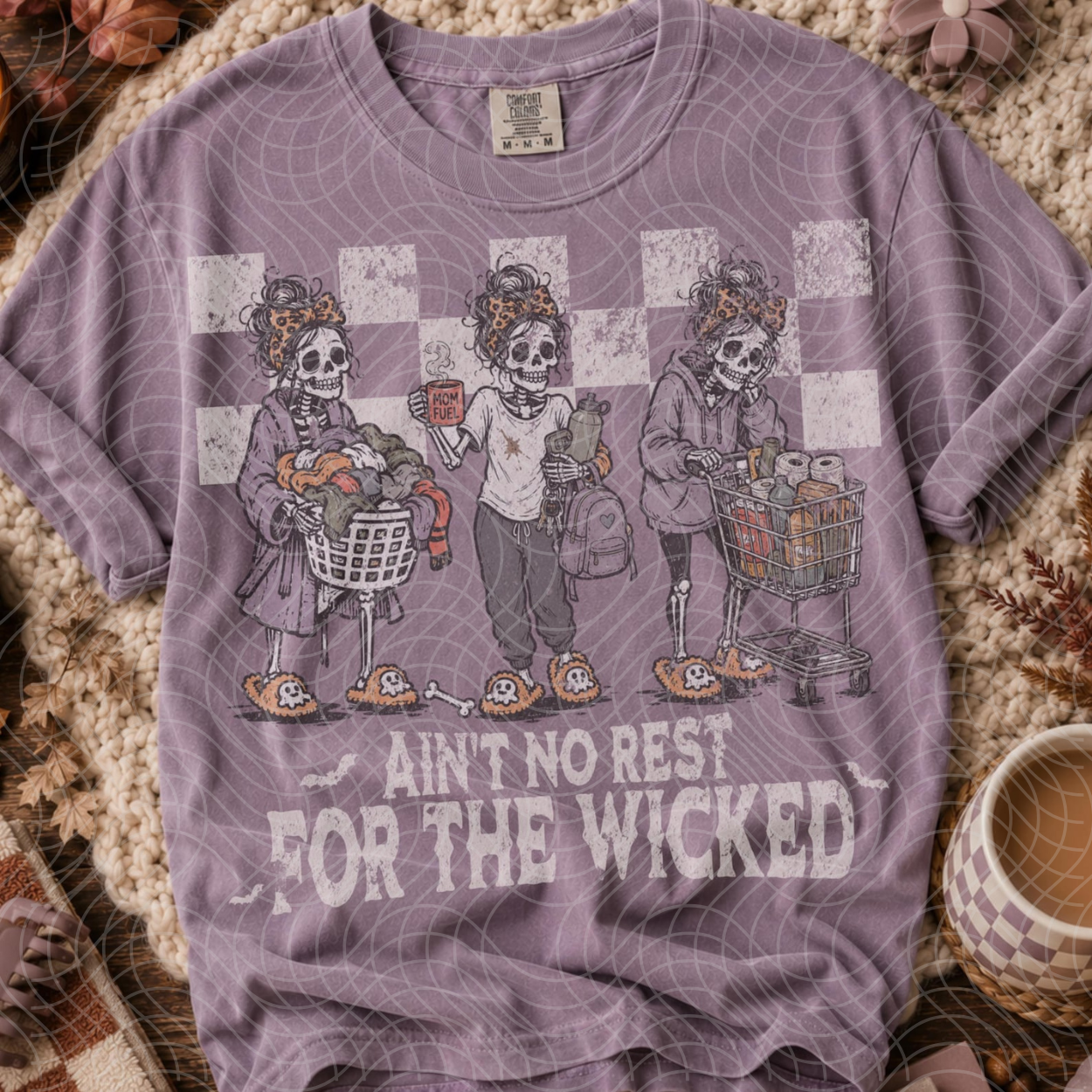 NO REST FOR THE WICKED, DISTRESSED WHT - DTF TRANSFER