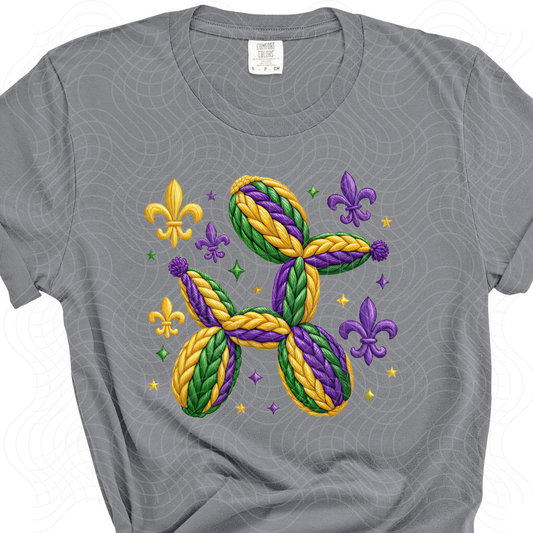 MARDI GRAS FAUX YARN BALLOON DOG - DTF TRANSFER