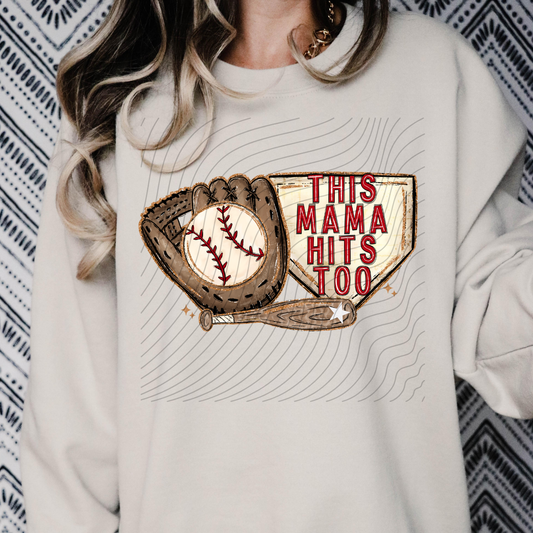 BASEBALL MAMA HITS TOO - DTF TRANSFER