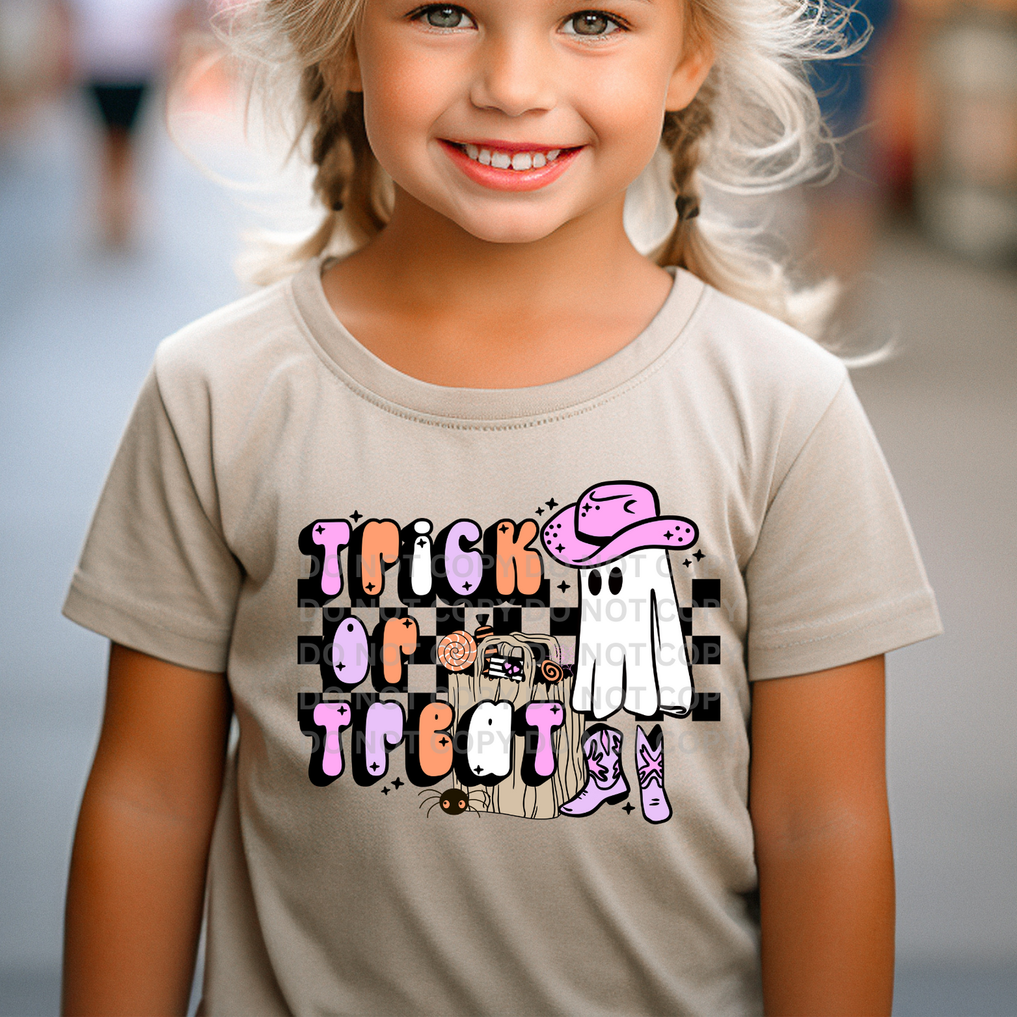 TRICK OR TREAT GHOST - PINK - DTF TRANSFER