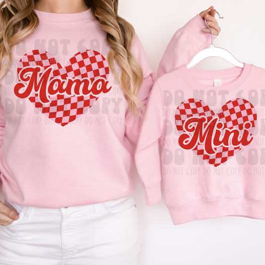 MAMA PLAID HEART - DTF TRANSFER