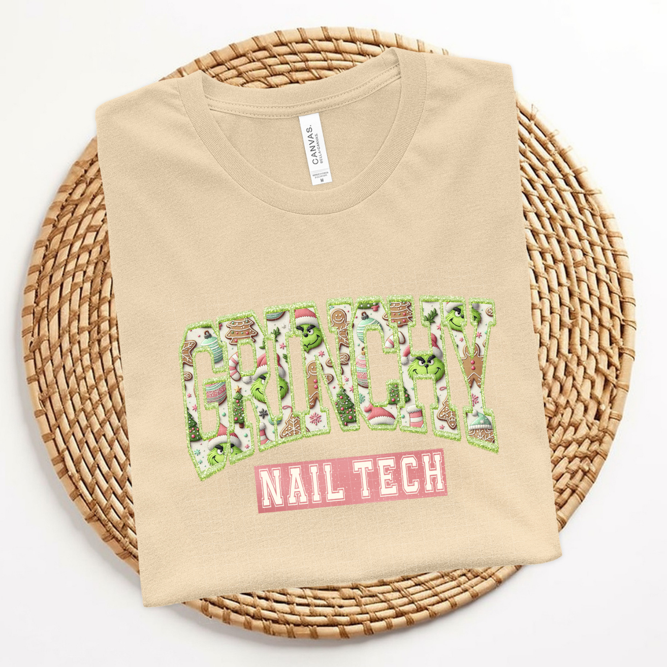 FAUX EMBROIDERY GREEN GUY NAIL TECH - DTF TRANSFER