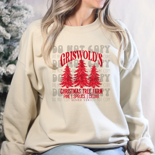 TREE FARM RED - NO DISTRESSING - DTF TRANSFER