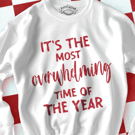 OVERWHELMING TIME OF THE YEAR RED DISTRESSED - DTF TRANSFER