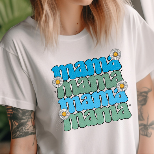 MAMA STACKED BLUE/GREEN - DTF TRANSFER