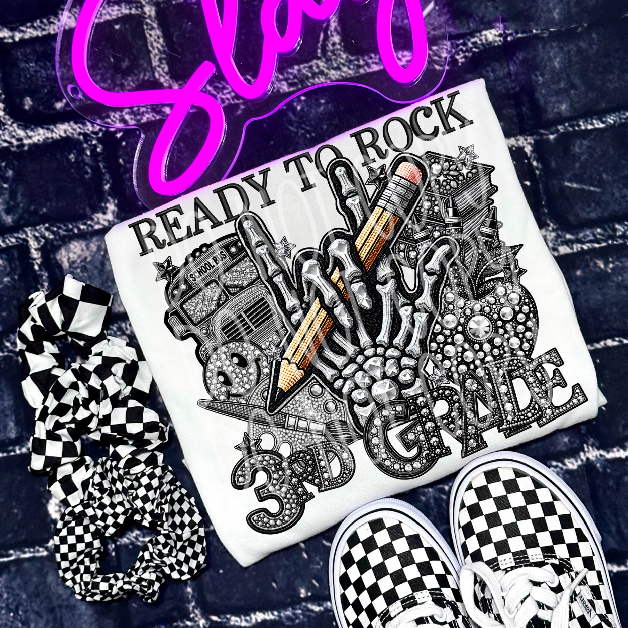 READY TO ROCK THIRD GRADE RHINESTONES - DTF TRANSFER