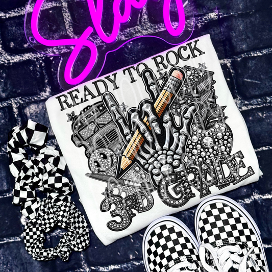 READY TO ROCK THIRD GRADE RHINESTONES - DTF TRANSFER