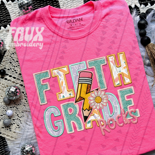 FIFTH GRADE FAUX EMBROIDERY GIRL - DTF TRANSFER