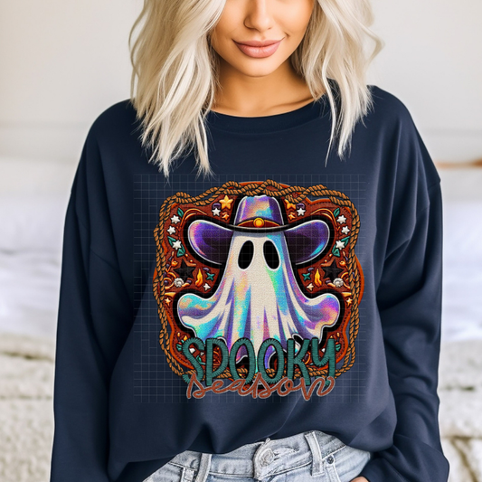 SPOOKY SEASON COWBOY HAT GHOST - DTF TRANSFER