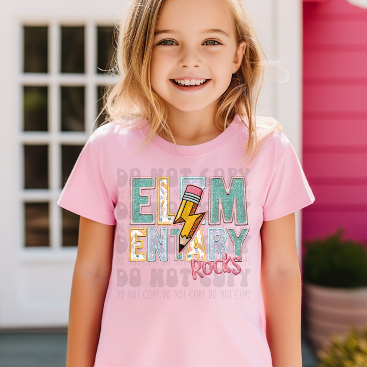 ELEMENTARY FAUX EMBROIDERY GIRL - DTF TRANSFER