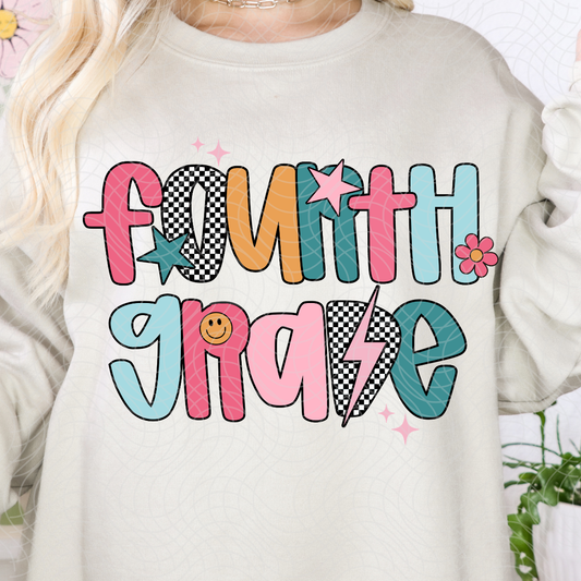 MULIT COLORED FOURTH GRADE - DTF TRANSFER