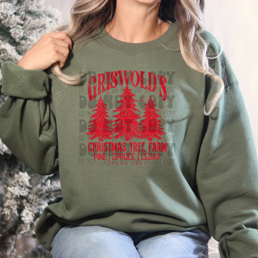 TREE FARM RED - DISTRESSED - DTF TRANSFER
