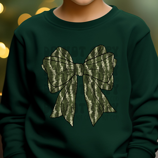 GREEN PIXEL CAMO BOW - DTF TRANSFER