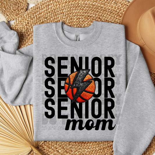 SENIOR MOM FAUX EMBROIDERY BASKETBALL - DTF TRANSFER