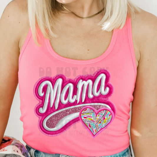 PINK MAMA VOLLEYBALL, FAUX EMBROIDERY - DTF TRANSFER