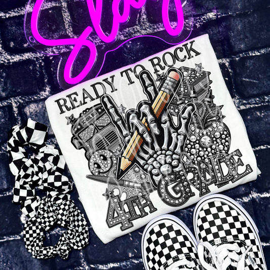 READY TO ROCK FOURTH GRADE RHINESTONES - DTF TRANSFER