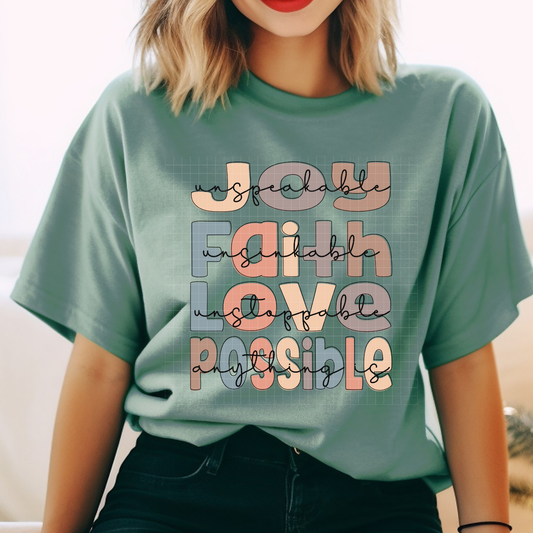 JOY FAITH LOVE POSSIBLE - DTF TRANSFER