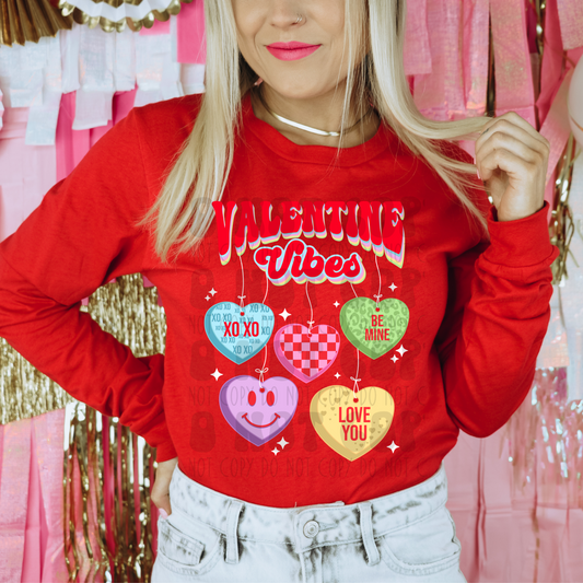 VALENTINE VIBE HEARTS W/ WHT STRINGS - DTF TRANSFER