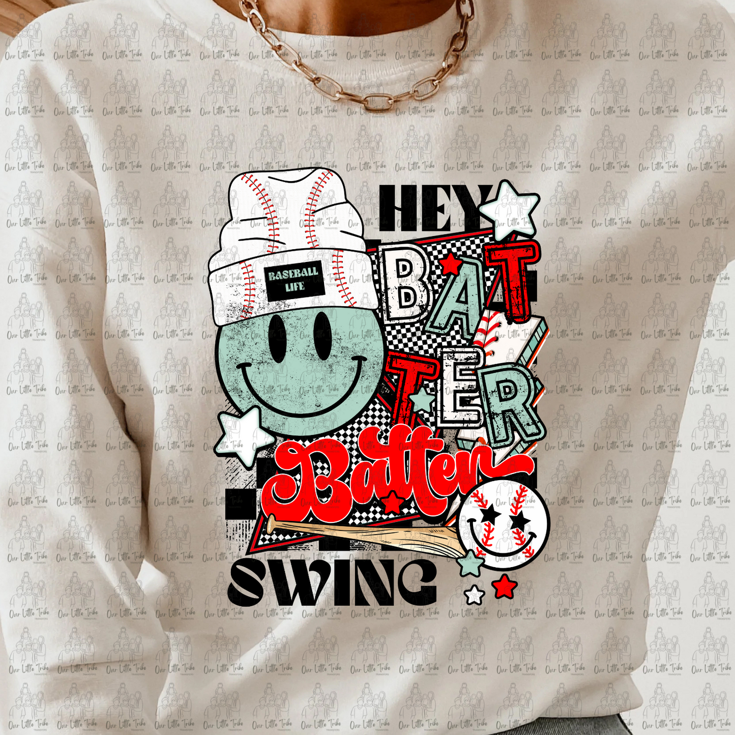 HEY BATTER BATTER, SMILEY - DTF TRANSFER