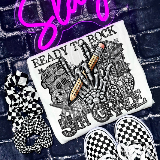 READY TO ROCK FIFTH GRADE RHINESTONES - DTF TRANSFER
